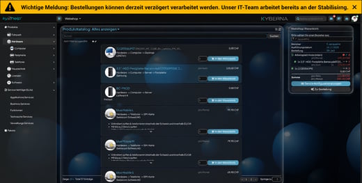 Webshop Fehlermeldung